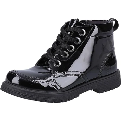 Abbildung von Hush Puppies Jolie Patent SNR Leder Mädchenstiefel Schwarz