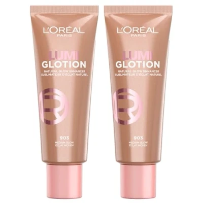 Abbildung von L&#039;Oréal Paris Lumi Glotion Aufhellende Flüssige Aufhellung und Feuchtigkeit für Gesicht Körper mit natürlicher Leuchtkraft Farbton 903 Medium Glow 2 Flaschen à 40 ml
