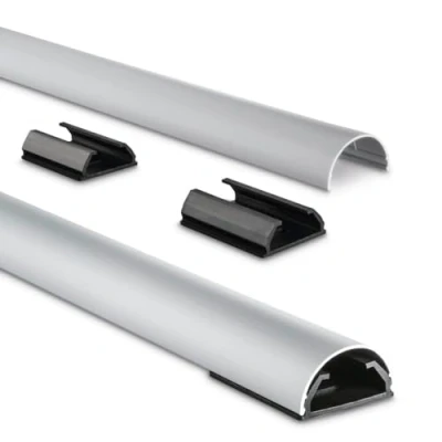 Abbildung von Hama Kabelkanal &quot;Aluminium Kabelführung zum Schrauben oder Kleben für 5 Kabel, halbrund&quot;, Kabelmanagement, 110 cm Länge