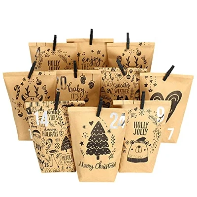 Abbildung von PAPIERDRACHEN befüllbarer Adventskalender DIY 24 Geschenktüten, Zahlenaufkleber &amp; Klammern