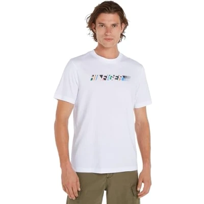 Abbildung von Tommy Hilfiger MIT LOGO Tshirt print weiss, Herren, Größe: Small, Weiss