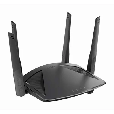 Abbildung von D Link DIR X1860 AX1800 EXO WI Fi 6 Router (2,4 &amp; 5 GHz, 1.800 Mbit/s, 802.11a/b/g/n/ac/ax, OFDMA, MU MIMO, WPA3, 4 x 10/100/1000 LAN Anschluss, Tischgerät), schwarz