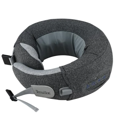 Abbildung von TERRAILLON NECK MASSAGER, Nacken und Halsmassagekissen, Shiatsu Massage, 3 Massagegeschwindigkeiten, 2 Drehrichtungen, optionale Heizung, verstellbarer Gurt, USB C