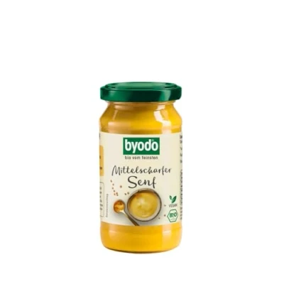 Abbildung von Mittelscharfer Senf Bio 6er Pack Byodo Senf, 200ml Gläser, Vegan, Glutenfrei, Ideal für Dressings und Marinaden