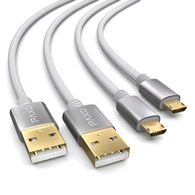 Abbildung von 2x PS4 Controller Ladekabel, 4m Kabel für Playstation 4, Sony PS4, Slim, Microsoft Xbox One Controllers, Micro USB weiß