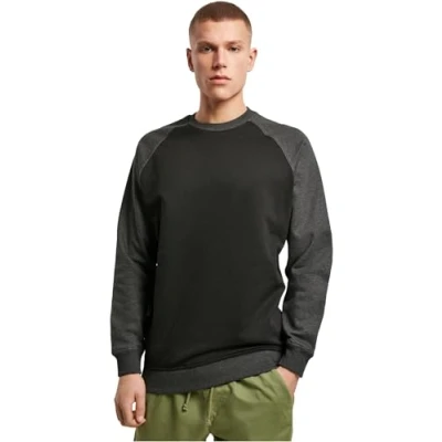Abbildung von Build Your Brand Men&#039;s BY076 Raglan Crewneck Sweater, blk/cha, M