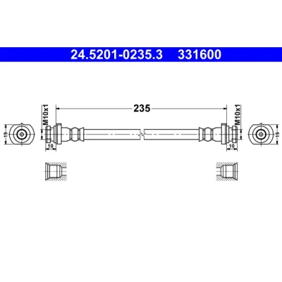 Abbildung von ATE 24.5201 0235.3 Bremsschläuche 235 NISSAN: Qashqai 2, RENAULT: Kadjar