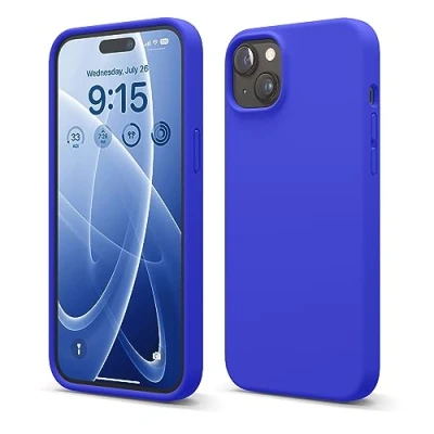 Abbildung von elago Schutzhülle aus Flüssigsilikon, kompatibel mit iPhone 15 Plus, Premium Qualität, Rundumschutz [stoßfeste Struktur 4 Schichten], Innenfutter Mikrofaser, weich, Kratzfest, Kobaltblau