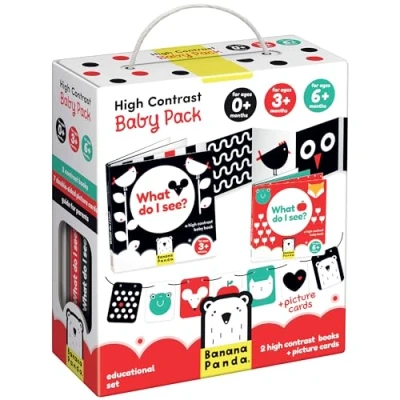 Abbildung von Banana Panda High Contrast Look and Feel Baby Buchkarten / Schwarz Weißes Babyspielzeug Heft ab 0 Monaten 2 Bücher 7 Karten