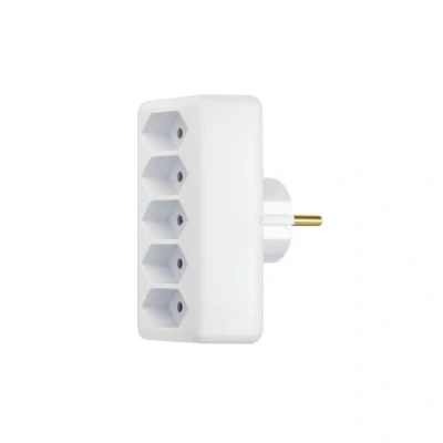 Abbildung von 4 fach Euro Multistecker Adapterstecker Schutzkontakt KINDERSCHUTZ Verteiler Mehrfachstecker (Euro Stecker Weiss)
