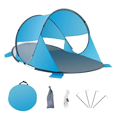 Abbildung von Duhome Strandmuschel Pop Up, Strandzelt für 1 3 Personen Tragbar Beach Zelt mit UV Schutz Einfacher Aufbau Strand Camping Garten, Blau