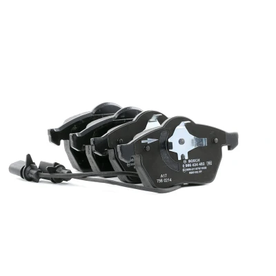 Abbildung von BOSCH 0 986 424 482 Bremsbelagsatz Low Metallic mit integriertem Verschleißsensor Anti Quietsch Blech, Kolbenclip AUDI: A4 B6/B7 Cabrio
