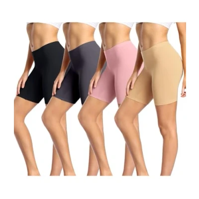 Abbildung von wirarpa Radlerhose Damen Kurz Baumwolle Boxershorts Unter Kleid Rock Unterhosen mit Bein Anti Scheuern Leggings 4er Pack Mehrfarbig Größe 5XL