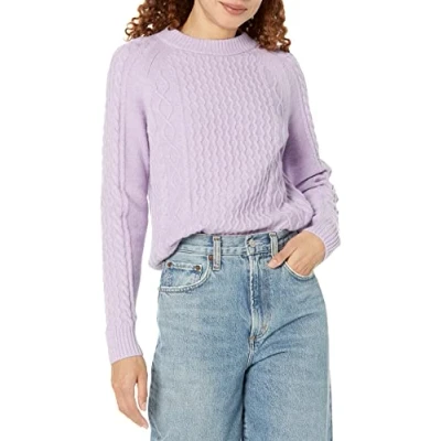 Abbildung von Amazon Essentials Damen Pullover mit Zopfmuster, Pastelllila, XXL