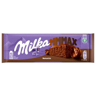 Abbildung von Milka MMMAX Noisette 1 x 250g I Großtafel Alpenmilch Schokolade mit cremiger Haselnuss Füllung Nuss aus 100% Tafelschokolade