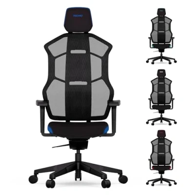 Abbildung von RECARO AER Essential Ergonomischer Gaming Chair Premium Polsterschaum ideal auch als Bürostuhl oder Schreibtischstuhl individuell einstellbar 150 Kg Royal Blue