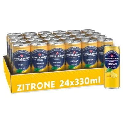 Abbildung von San Pellegrino Naturali Limonata Zitronen Limonade mit 16% Zitronensaft (aus Konzentrat) 24er Pack (24 x 330ml) Einweg Dosen