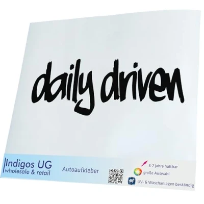 Abbildung von INDIGOS UG Aufkleber Autoaufkleber JDM Die Cut Auto 210x70 mm Daily Driven schwarz Heckscheibe Heckscheibenaufkleber Sticker Tuning