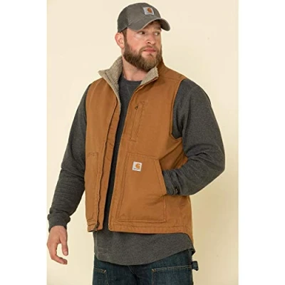 Abbildung von Carhartt Herren Gefütterte Weste mit Stehkragen Work Utility Oberbekleidung, Braun, 4XL Groß Hoch