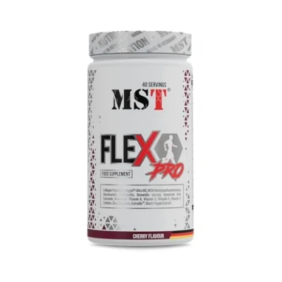 Abbildung von MST® Nutrition Flex Pro Pulver Kollagen, MSM, Glucosamin, Chondroitin &amp; Hyaluronsäure Hochwertige Rezeptur Made in Germany (600g, Kirsche)