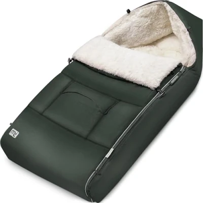 Abbildung von MONZANA® Fußsack für Kinderwagen Baby Winter mit Reflektoren Reißverschluss Buggy Waschbar Babyschale Schlafsack Babydecke Kuschelig Dunkelgrün