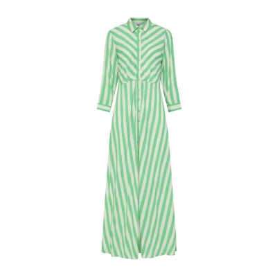 Abbildung von YAS Savanna LONG Shirt Dress Blusenkleid, Damen, Größe: XS, Sandshell stripes bright green