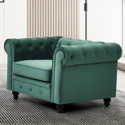 Abbildung von Grand fauteuil Chesterfield Sessel mit Samtbezug Grün Menzzo
