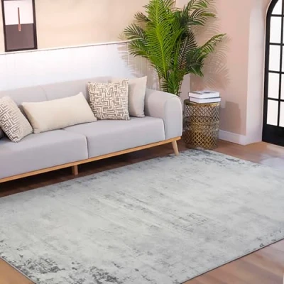 Abbildung von Surya Utrecht Wohnzimmer Teppich modern Abstrakt Design in Marmor Optik für Wohnzimmer, Esszimmer, Schlafzimmer groß, weicher Kurzflor 160x215 cm Elfenbein, Grau