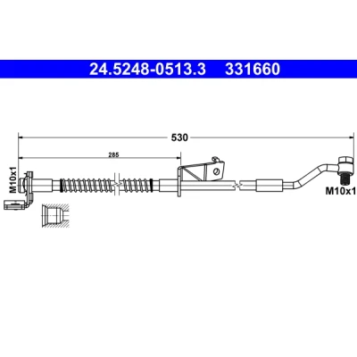Abbildung von ATE 24.5248 0513.3 Bremsschläuche 530 M10x1 HYUNDAI: i20 I Schrägheck