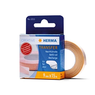 Abbildung von HERMA 1011 Kleberoller Nachfüllkassette doppelseitig permanent, 15 m, selbstklebende Klebeband Nachfüllrolle für Klebebandroller, Refill Fotos, Basteln, Schule &amp; Büro