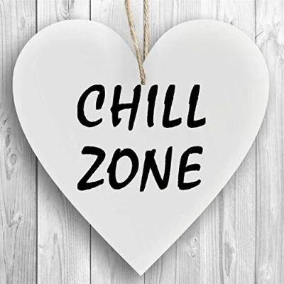 Abbildung von Herzschild Holzherz Holzschild 16 x cm Chill Zone weiß Dekoschild Wandschild Schild Holz Garten
