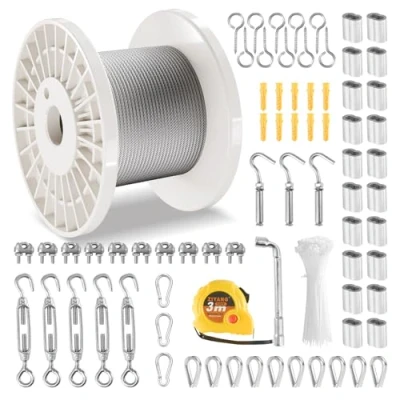 Abbildung von VEVOR Stahlseil Drahtseil Seil Draht 304 Edelstahl Ф3,18mmx30,5m 7,1kN 7x7Litzen