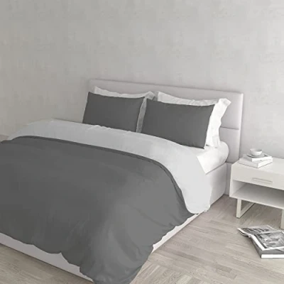 Abbildung von Italian Bed Linen Natural Color Doubleface Bettbezug, 100% Baumwolle, Turteltaube/Creme, Doppelte
