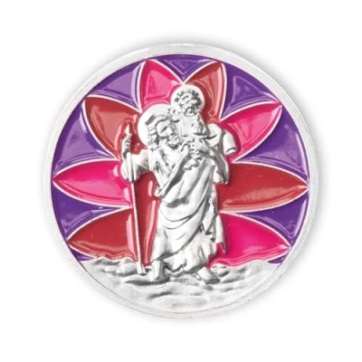 Abbildung von Fritz Cox® Automedaille Christophorus &#039;Fleur&#039; in lila rot