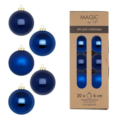Abbildung von MAGIC by Inge Weihnachtsbaumkugel, Weihnachtskugeln Glas 6cm 20 Stück Royal Blue