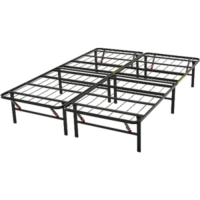 Abbildung von Amazon Basics Klappbares Plattform Bettgestell, kein Werkzeug für Montage erforderlich, Unterbettaufbewahrung, Schwarz, 140 x 200 35.5 cm