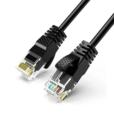 Abbildung von Reulin Ultra Dünn, Ethernet Kabel 1M Lang CAT 6 Schwarz, Hochgeschwindigkeits Internet LAN Cat6 1GHz Gigabit RJ45 Netzwerk Anschlusskabel