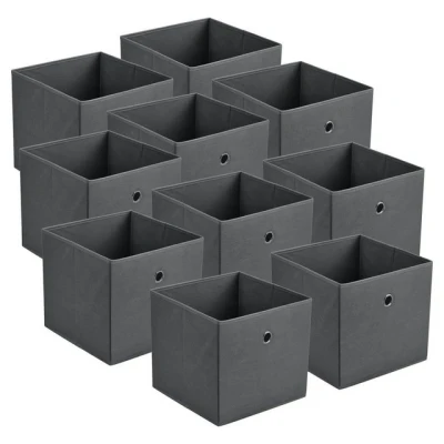 Abbildung von en.casa Faltbox (10 St), Virrat 10er Set Aufbewahrungsbox 30x30x28cm Dunkelgrau
