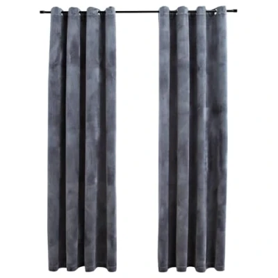 Abbildung von vidaXL 2X Vorhang Verdunkelung mit Ösen Verdunkelungsvorhang Kräuselband Schlaufe Thermo Gardine Blickdicht Samt Anthrazit 140x245cm