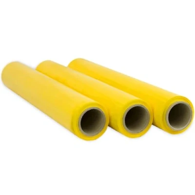 Abbildung von Ofituria Folie, Gelb, zum Verpacken von 50 cm Breite und dehnbar bis zu 300 Meter Länge, elastische manuell für industrielle Verpackung, 3 Stück