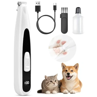 Abbildung von Pfotentrimmer für Hunde mit LED Licht,Leise Hundepfoten Wiederaufladbar,Paw Trim Pro,Hundeschermaschine Type C Wiederaufladbar Schermaschine Hund Pfoten, Augen, Ohren, Gesicht