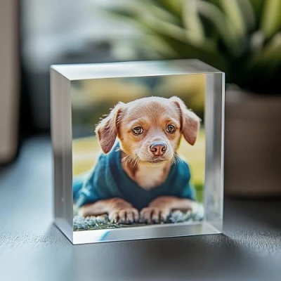Abbildung von 5 x cm Fotoblock mit ihrem Bild aus original PLEXIGLAS Transparenter Acrylblock, das Foto Geschenk in brillanten Farben als hochwertige Geschenkidee 3D Tiefeneffekt verschiedenen Größen