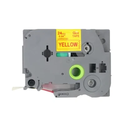 Abbildung von BROVACS 1 Packung Rot auf Gelb Laminiertes Etikettenband Kompatibel mit Brother P Touch Etikettendrucker TZ 652 TZe 24mm 1&quot; OPA4652