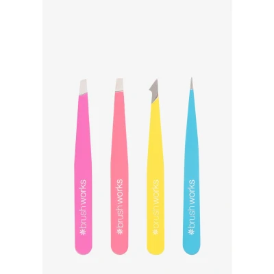 Abbildung von Brushworks 4 Piece Combination Tweezer SET Makeup Set, Damen, Größe: One Size, Neon