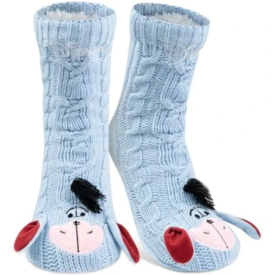 Abbildung von Disney I Aah Esel Hüttensocken Strick Haussocken mit Ohren und Sherpa Futter für Damen Winnie Puuh Kuschelsocken Flauschige Wintersocken warme Frauen Socken OneSize Blau