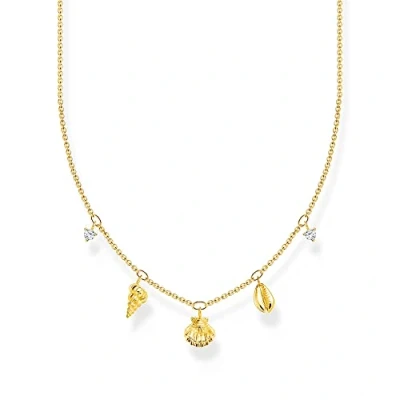 Abbildung von Thomas Sabo Damen Kette mit Muscheln gold, aus 925er Sterlingsilber strahlender 750er Gelbgold Vergoldung im maritimen Design, Länge 45cm, KE2158 414 14 L45V