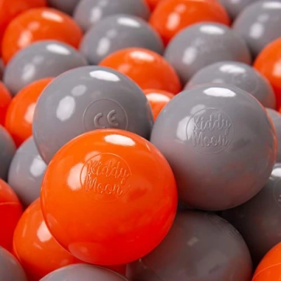 Abbildung von KiddyMoon 700 ∅ 7Cm Kinder Bälle Spielbälle Für Bällebad Baby Plastikbälle Made In EU, Orange/Grau
