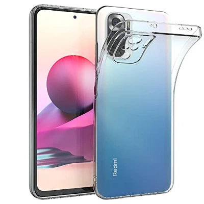 Abbildung von EAZY CASE Hülle kompatibel mit Xiaomi Redmi Note 10 / 10S Schutzhülle Silikon, Ultra dünn, Slimcover, Handyhülle, Silikonhülle, Backcover, Durchsichtig, Klar Transparent