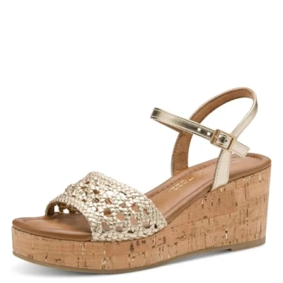 Abbildung von Marco Tozzi Keilsandalette, Damen, Größe: 37, Gold Schuhe