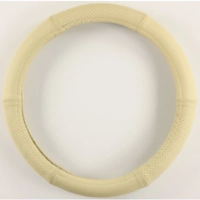 Abbildung von Lenkradbezug Lenkradhülle Lenkradschutz 37 39cm Leder hell beige glatt+perforiert